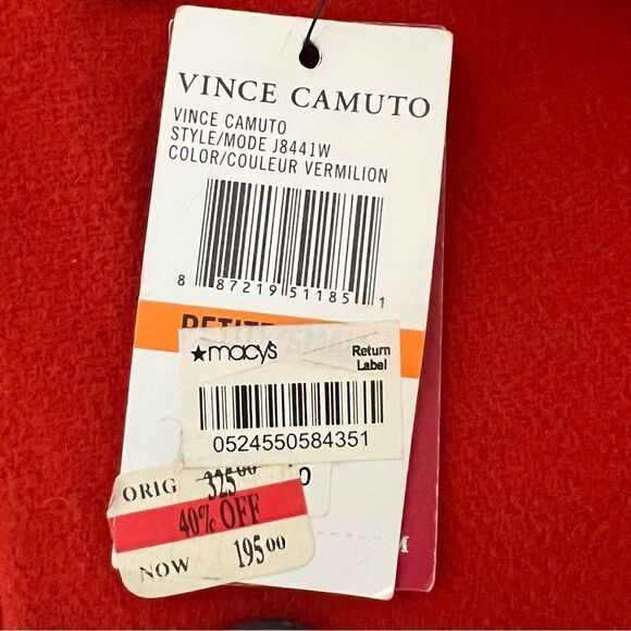 Vince Camuto Wool Blend Three Quarter Coat in Vermillion, Size Small - Picture 8 of 12